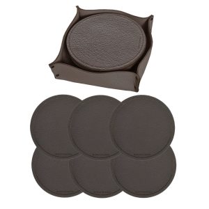 Set Untersetzer und Korb, elegantes Rindleder