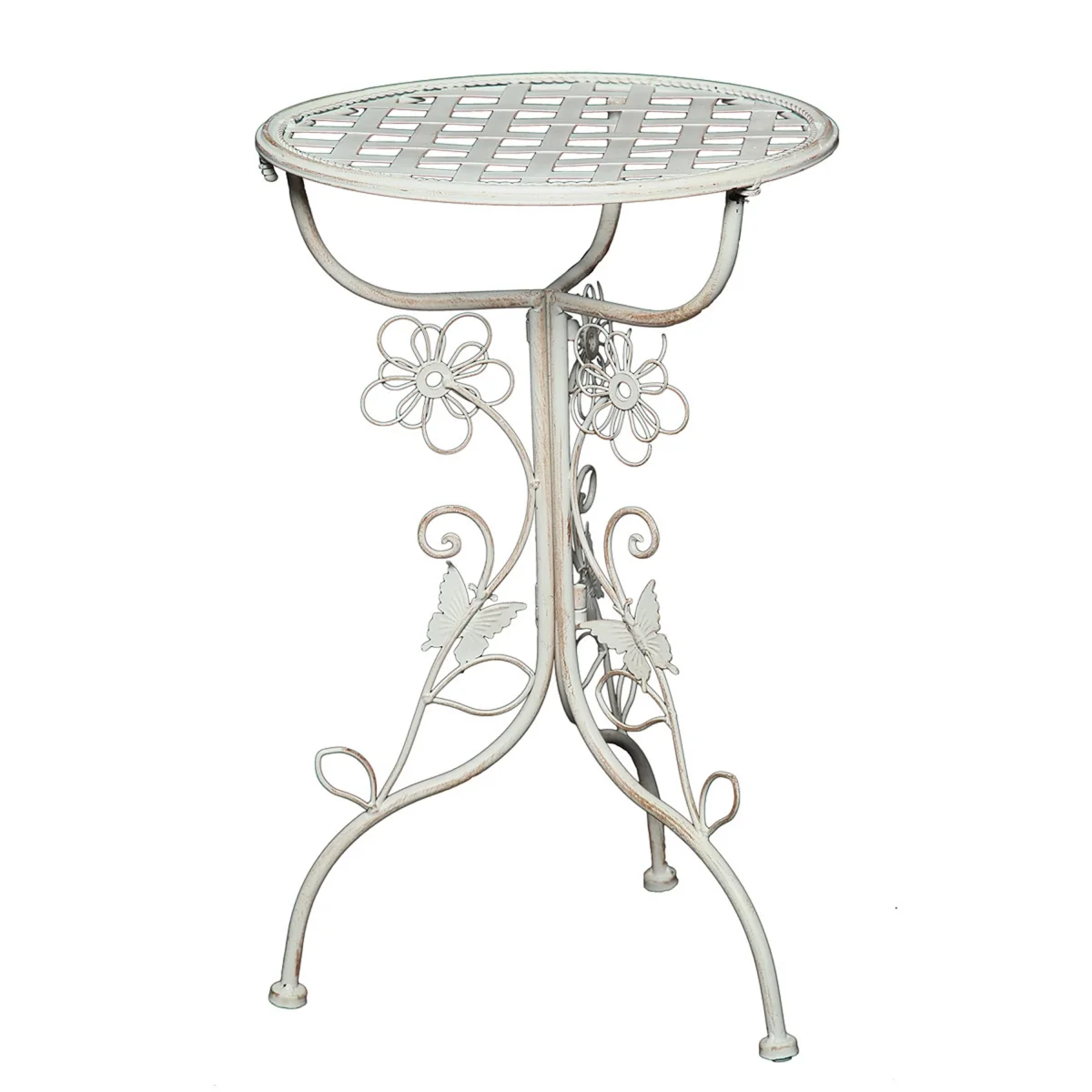 KLEINER BEISTELLTISCH "FLORA" weiss Ø 32cm