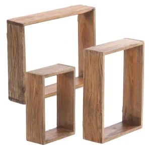 DEKO REGALE "CUBEN" 3er Set Recyclingholz | Farbe: 01 natur-vintage