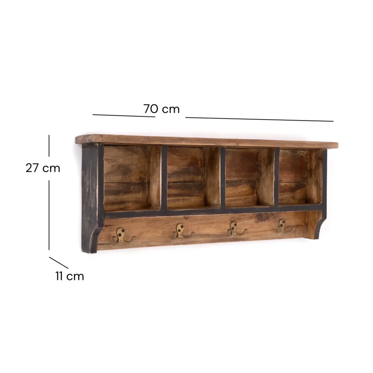 WANDGARDEROBE "VINTAGE 70" Recycling Holz | Farbe: 04 schwarz-natur – Bild 3