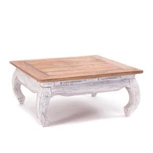 OPIUMTISCH "EAST 80" 80x36cm(BxH) Recyclingholz | Farbe: 05 weiß-natur