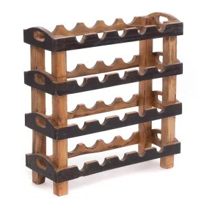 WEINREGAL "RUSTIC" 66x61cm Recyclingholz | Farbe: 04 schwarz-natur