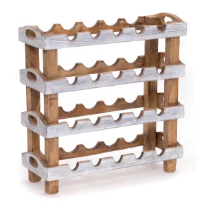 WEINREGAL "RUSTIC" 66x61cm Recyclingholz | Farbe: 05 weiß-natur
