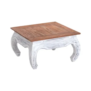 OPIUMTISCH EAST 60 | Recyclingholz | Farbe: 05 weiß-natur