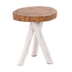 BEISTELLTISCH "TEAK 40" 40x34 cm (HxB) natural | Farbe: 06 weiß-landhaus