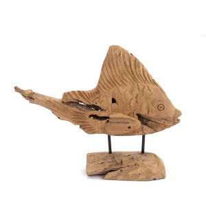 GESCHNITZTE SKULPTUR "ATLANTIS" mit Holzfuß, 49 cm