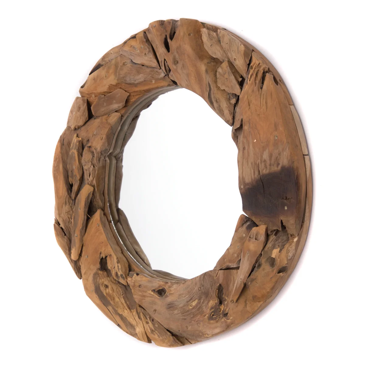 TEAK WANDSPIEGEL "ROUND 60" Holzspiegel – Bild 3