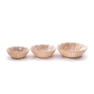 BOWL SET 3-teilig, geflochten, natur, rund