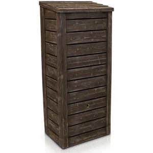 Regentonne 230 Liter [Slimline Nordic] – Holzoptik mit Metallgewinde