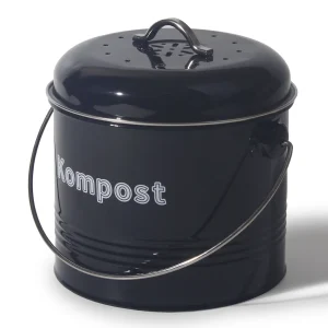 Biomülleimer Küche 3,5 L , Bio Mülleimer Geruchsdicht mit Aktivkohlefiltern , Komposteimer Metall , Biomüll Retro(Schwarz)