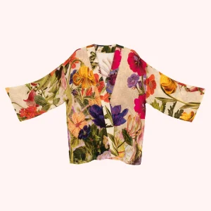 Kimono mittlerer Länge – Cream Posy