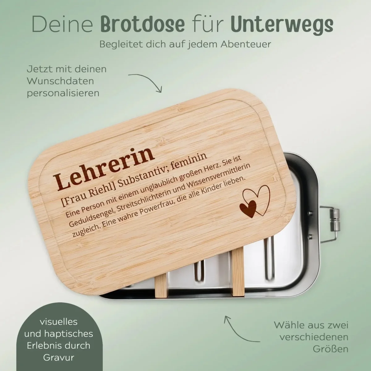 Brotdose Edelstahl personalisiert - Lehrerin Definition Gravur – Bild 8