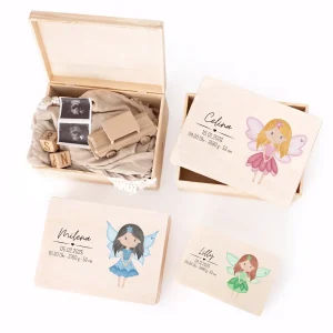 Erinnerungsbox Holz mit Wunschdaten – Fee Aquarell