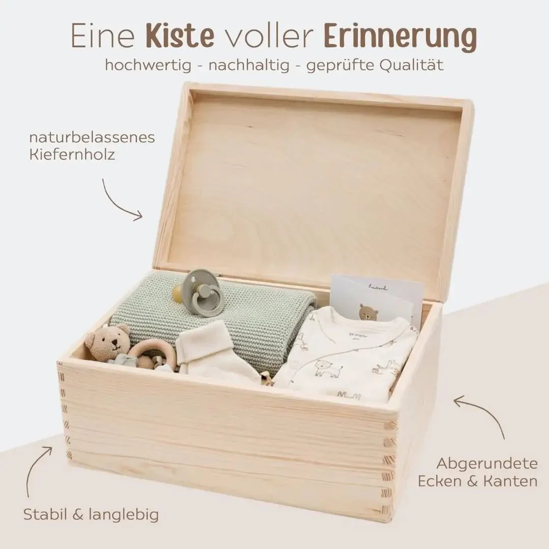 Erinnerungsbox Holz mit Wunschdaten – Meerestier Girlande Aquarell – Bild 7