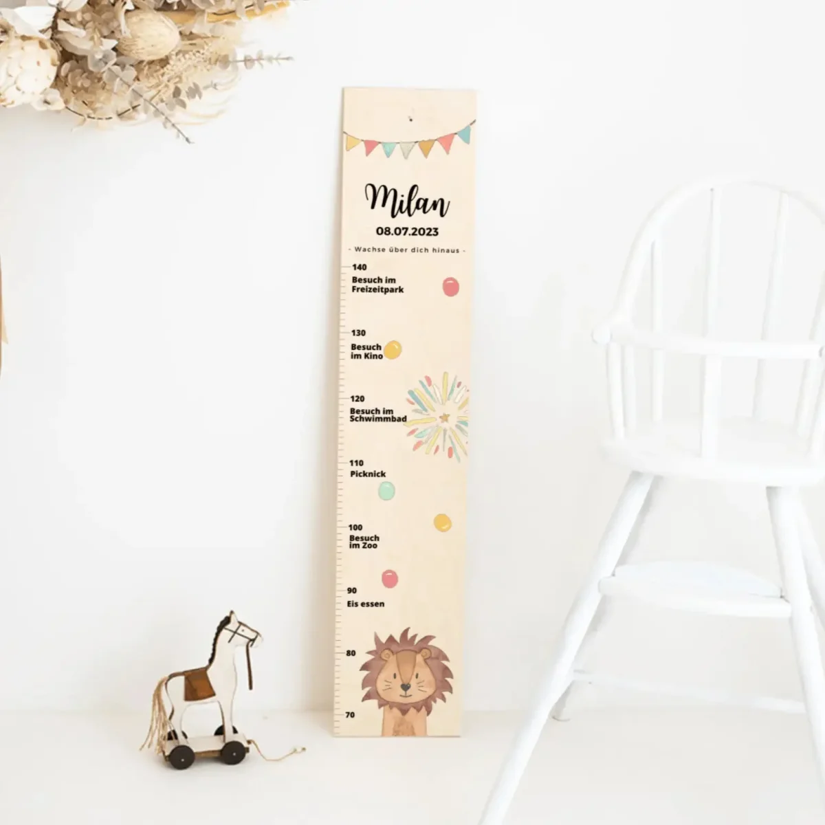 Kindermesslatte Holz personalisiert - Tier "Meilensteine" Aquarell – Bild 7