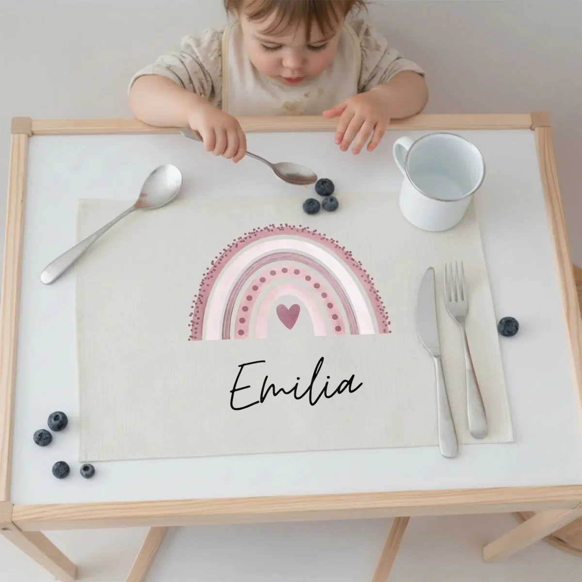 Platzdeckchen personalisiert - Regenbogen Aquarell – Bild 3