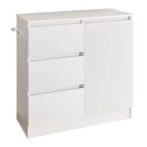 Yorbay Sideboard mit 3 Schubladen und Tür, 80,5 x 35 x 79 cm