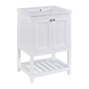 Einzel Waschtisch mit Unterschrank 60cm mit Keramik-Waschbecken