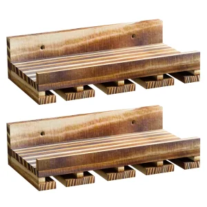 Yorbay Wand-Weinregal 2er Set aus Kiefernholz mit Ablage & Weinglashalter